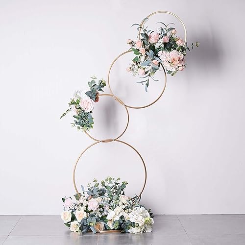 Miniatura 13 de Efavormart - Arco de exhibición de globos de metal dorado de 6 pies, marco de flores de boda, soporte de telón de fondo Estilo 10 Oro,acrílico