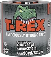 Vista 12 de Cinta Adhesiva de Uso Pesado T-Rex con Respaldo Resistente a los Rayos UV e Impermeable para Reparaciones Ferozmente Fuertes, 1.88" x 30 yardas