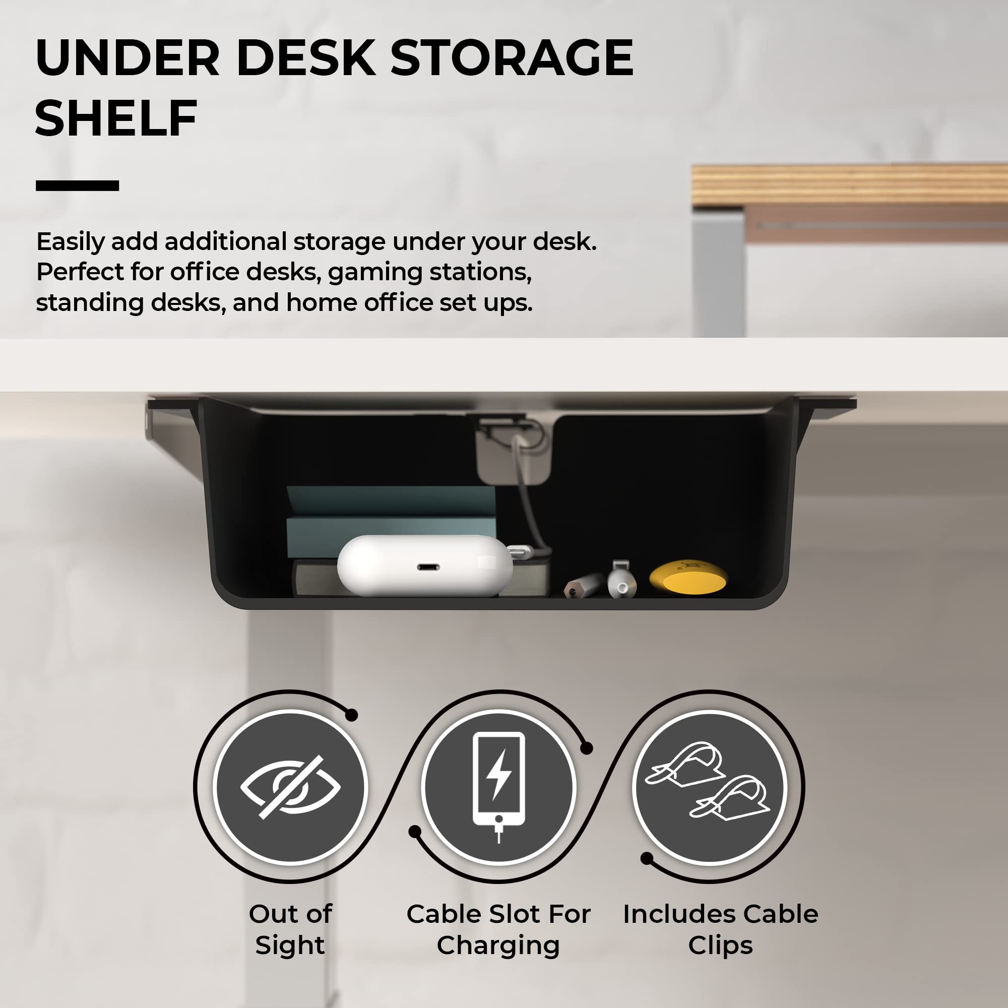 HumanCentric Under Desk Storage Shelf Organizer for Office Desks, Tables, Workstations, Gaming