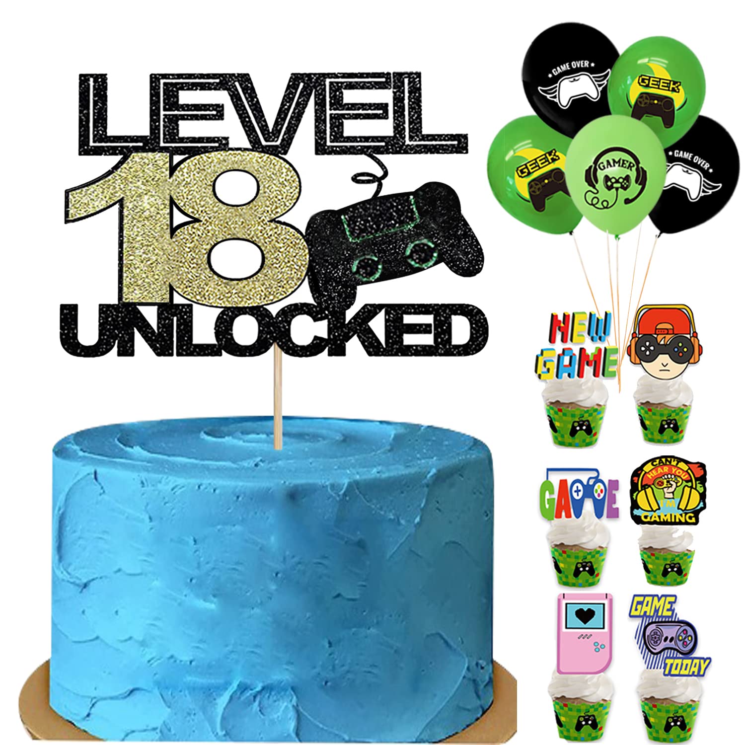 1 pezzo 13 videogiochi decorazione torta glitter gioco livello sbloccato 13° compleanno torta decorazione consolle torta topper per ragazzi ragazze console gioco tema compleanno festa torta