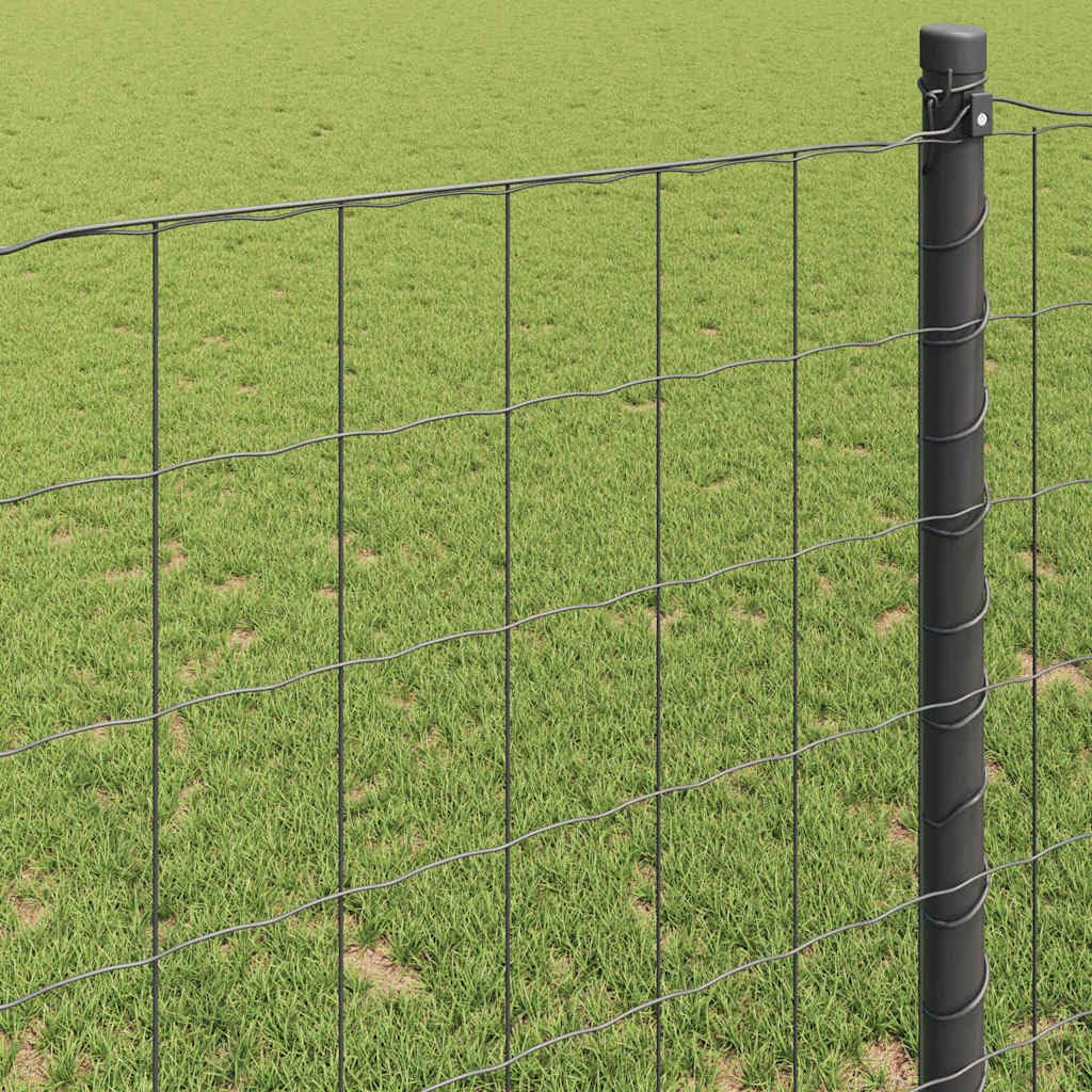 Ogrodzenie euro, szare, 0,6 x 25 m, żelazo powlekane PCW, wytrzymałe ogrodzenie ogrodowe do ogrodzenia ogrodu, bariery dla zwierząt, łatwy montaż, trwałe, odporne na warunki atmosferyczne