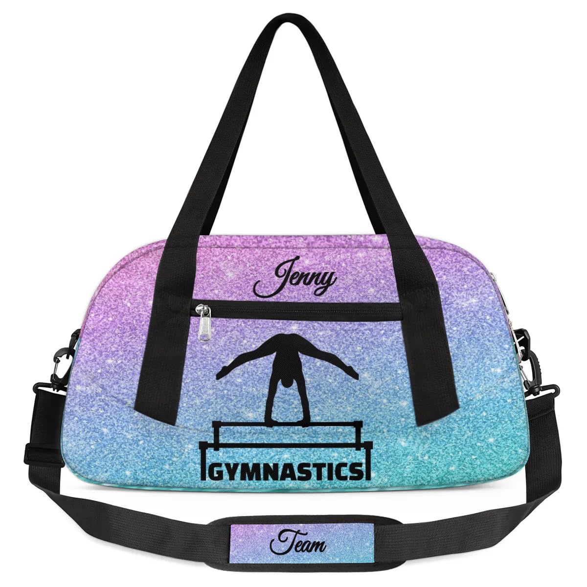 Personalized Gymnastics Dance Bag for Girls, Customized Kids Overnighter Duffle Bag for Gym,Travel Carry on Weekender Bags with Name Text Logo Team