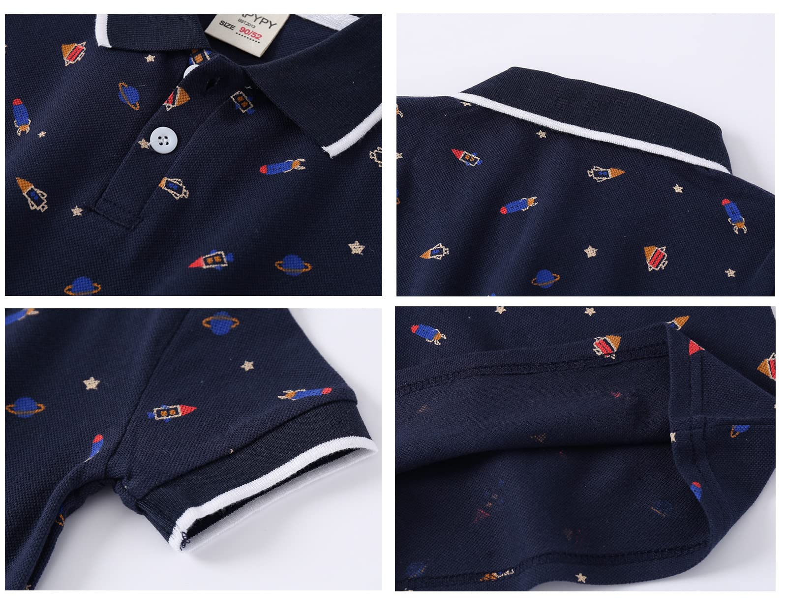 Camisetas de Polo para niños de 2 a 6 años con Dibujos Animados de Dinosaurios de 3 Paquetes de Camisetas de Manga Corta, Azul+Blanco+Raya