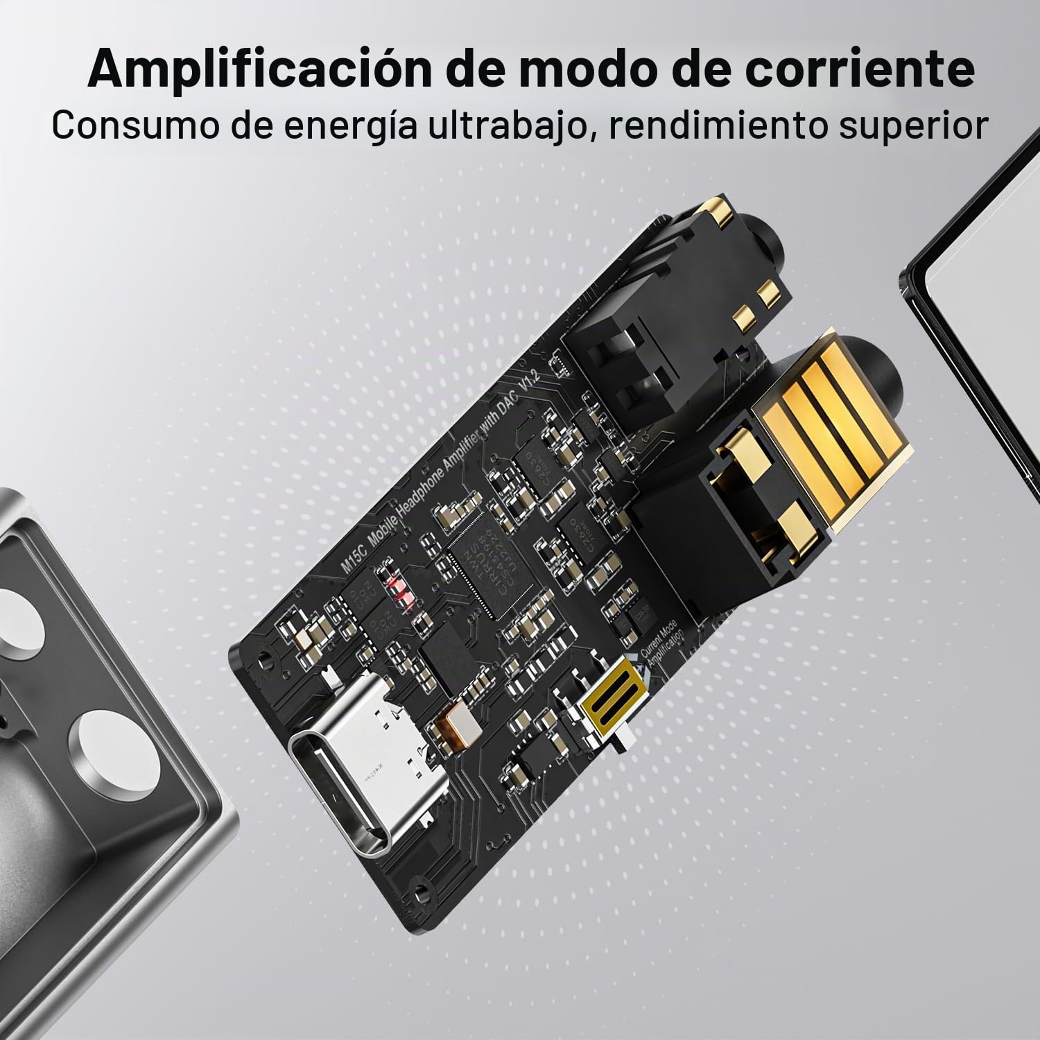 Questyle Amplificador de Auriculares M15C portátil USB DAC Amps 32bit/384kHz DSD256 decodificador con Salidas Dobles de 4,4 mm y 3,5 mm, Alta resolución, sin pérdidas para teléfonos