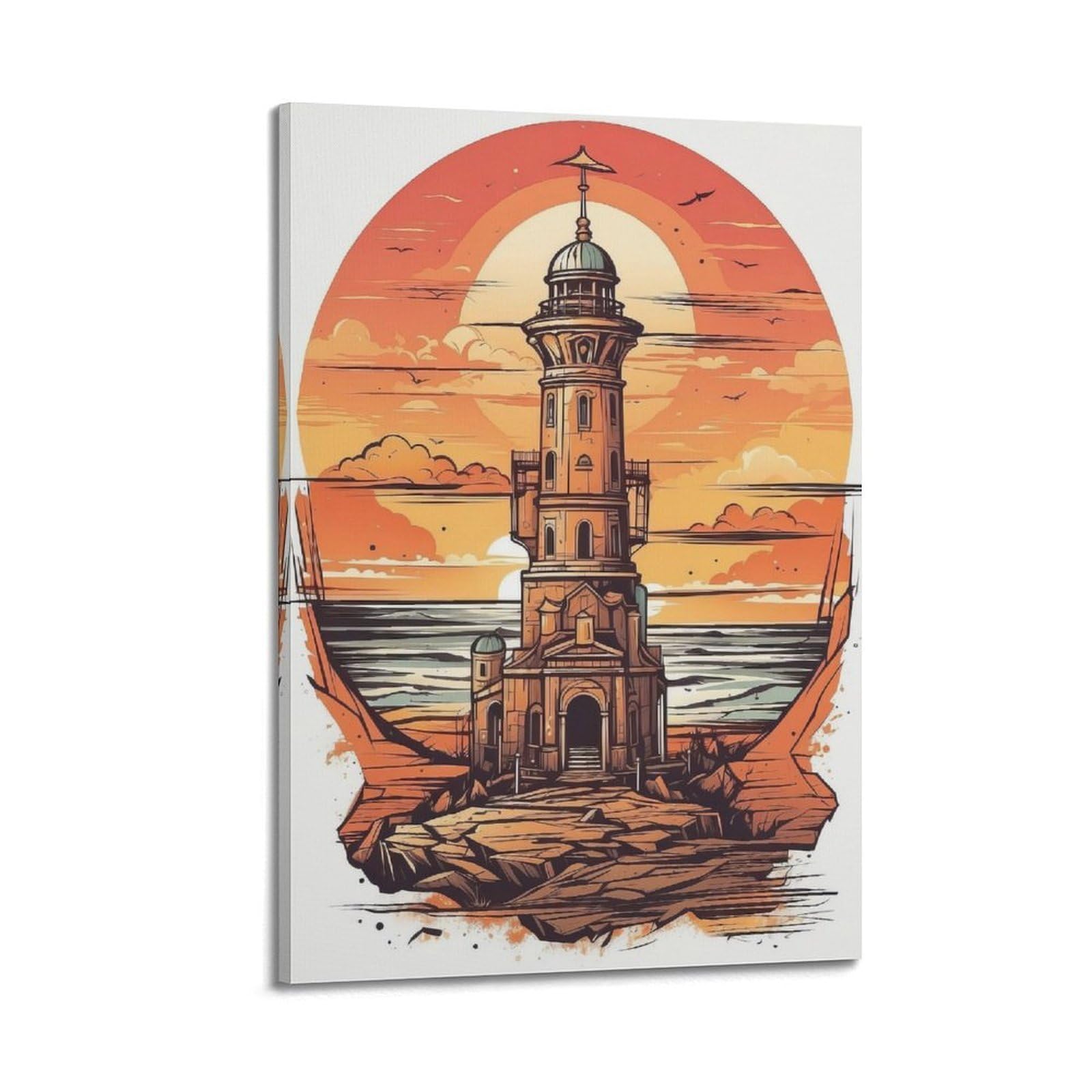 CXHJCA Lighthouse Poster Celestial Gateway Poster Decorative Painting Canvas Wall Posters And Art Picture Print Modern Family Bedroom Decor Posters 12x18inch(30x45cm)