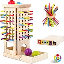 BLUESEABUY Montessori Games 4 Years Wooden 3-in-1 Board Games Children 3 4 Years Fine Motor Game, Family Travel Game of Colours Gift for Girls and Children 3 4 5 6 Years
