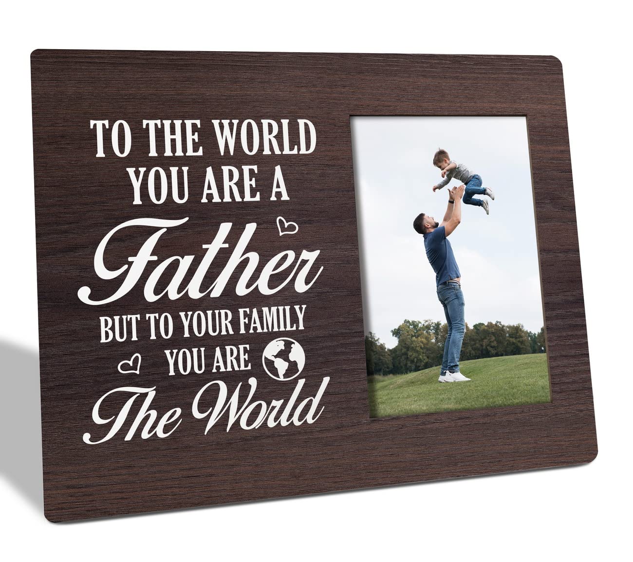 HALUOSI To Dad Gifts Picture Frame, To the World You are A Father but to Your Family You Are the World, Tabletop Picture Frame Plaque Gift, Dad Quotes