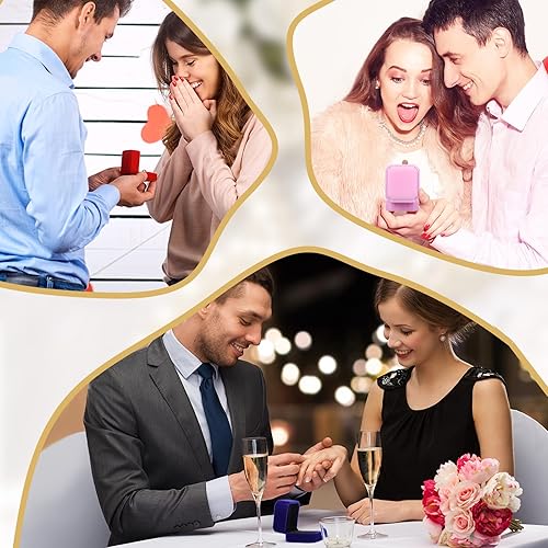 Miniatura 3 de Yaomiao Caja de terciopelo para anillos de boda, caja de anillos de compromiso, cajas de joyería, caja de embalaje para anillo, soporte de