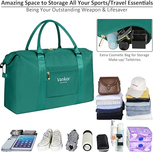 Vista 4 de Vankor - Bolsa de lona grande para viajes, impermeable, de 21 pulgadas, bolsa de lona para gimnasio para mujeres y hombres, duradera, para fines