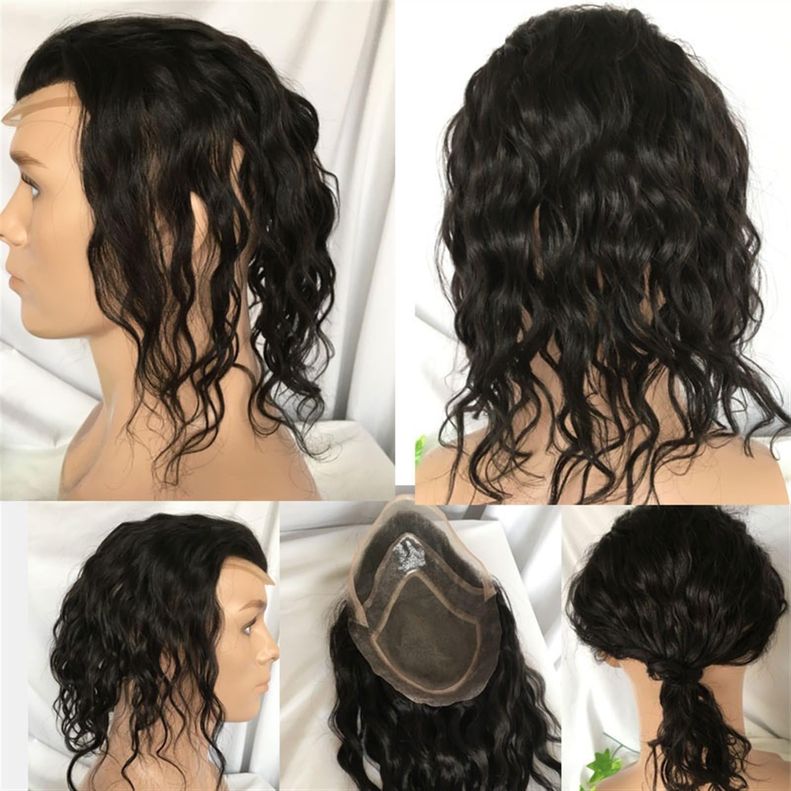Treska 8 x 10 naturalnych kręconych włosów 12 cali europejskie ze ludzkie włosy peruka dla mężczyzn treska mono koronka z PU okrągłe męskie peruki tup włosy mąż tupet (Dark Brown)