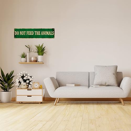 Miniatura 7 de KIOZIY Letrero de advertencia de metal de 4 x 16 pulgadas con texto en inglés "Do Not Feed The Animals Zoo Safari"