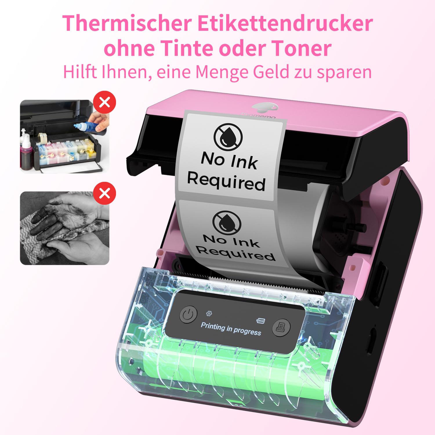 Phomemo M221 Etikettendrucker, Etikettiergerät Selbstklebend, Tragbarer Beschriftungsgerät Label Drucker Kompatibel with iOS & Android Smartphone, Pink