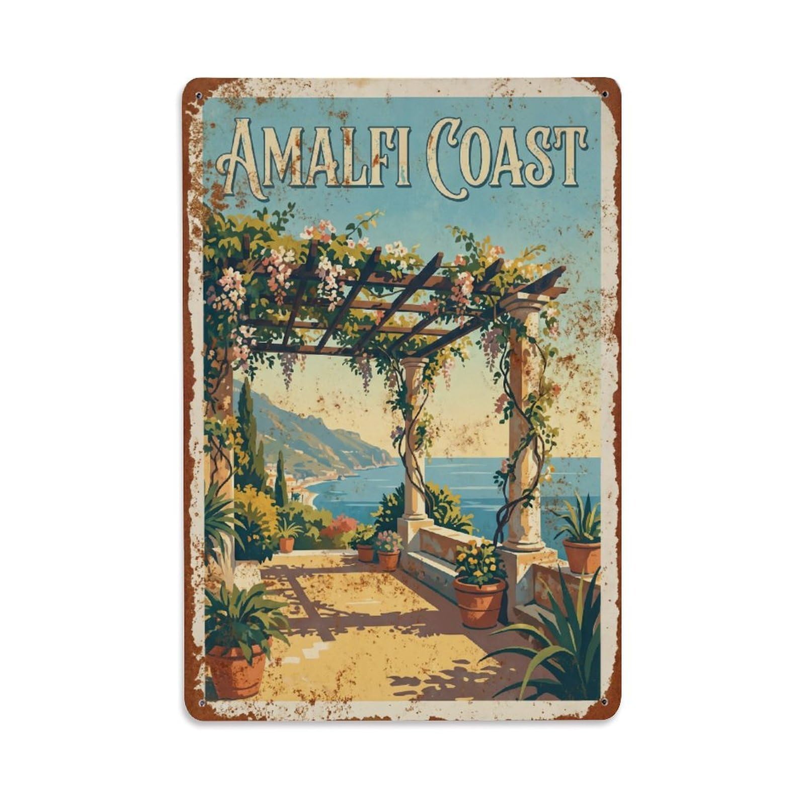 Vintage Travel Pergola Italy Garden Metal Tin Sign