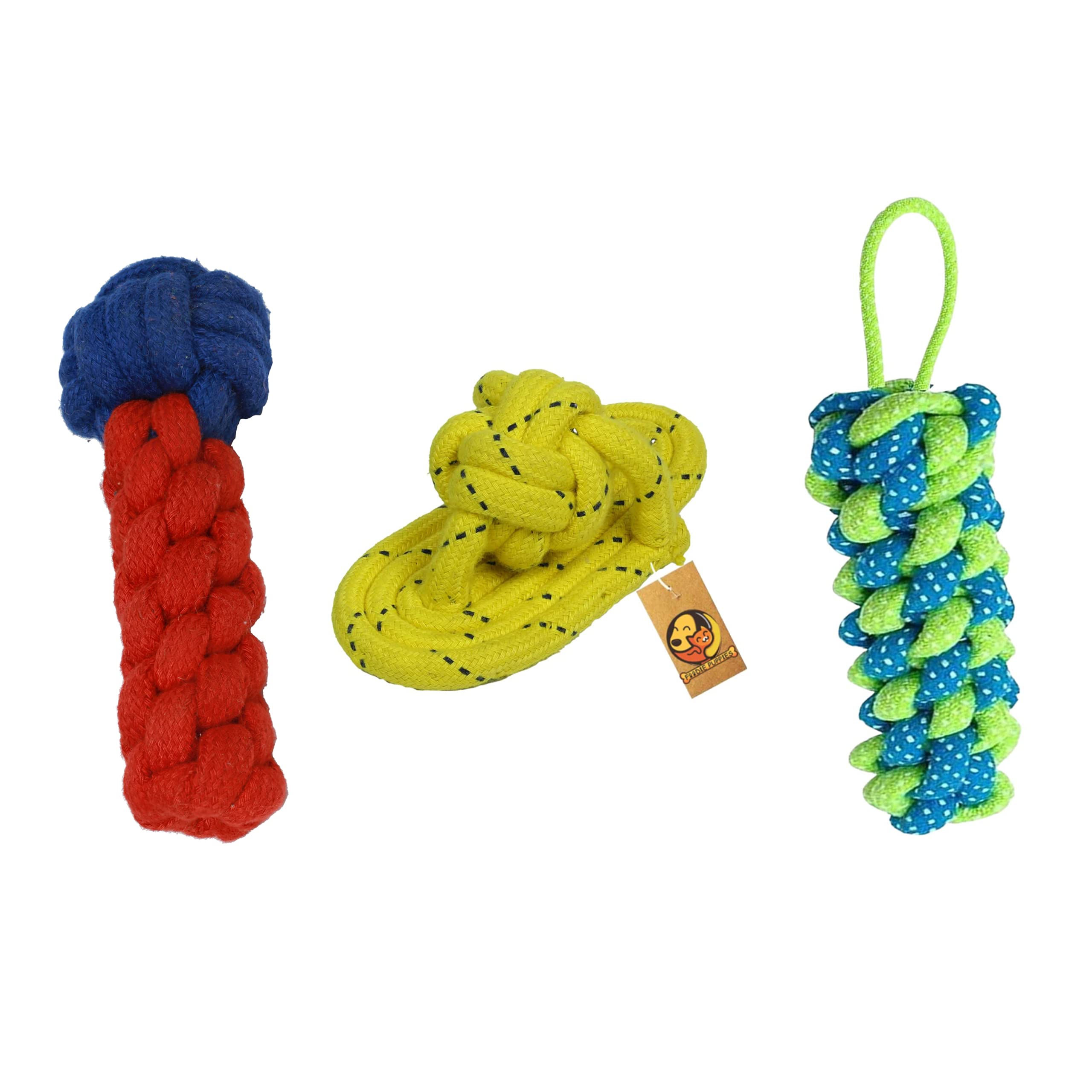 Foodie Puppies Durable Cotton Rope Chew Toy Combo - Mike Rope, Corn Stick Rope and Slipper Rope (Color May Vary) | Chewing, Teething, and Training for Small to Medium Size Dogs and Puppies (B097YP9JTD) Amazon Price History, Amazon Price Tracker