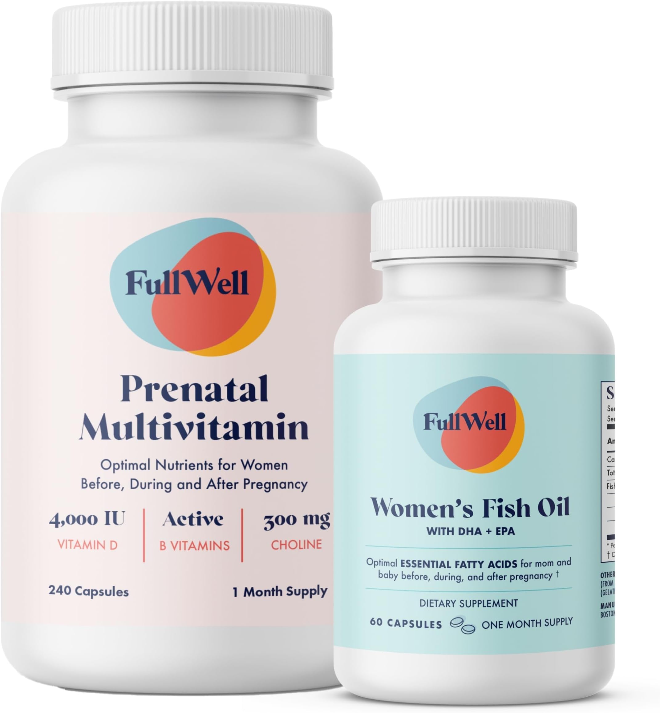Women's Prenatal Essentials - Women’s Prenatal Multivitamin & Fish Oil - Supports Maternal Health & Fetal Development - Omega 3, DHA, Folate & Choline- 30 Servings
