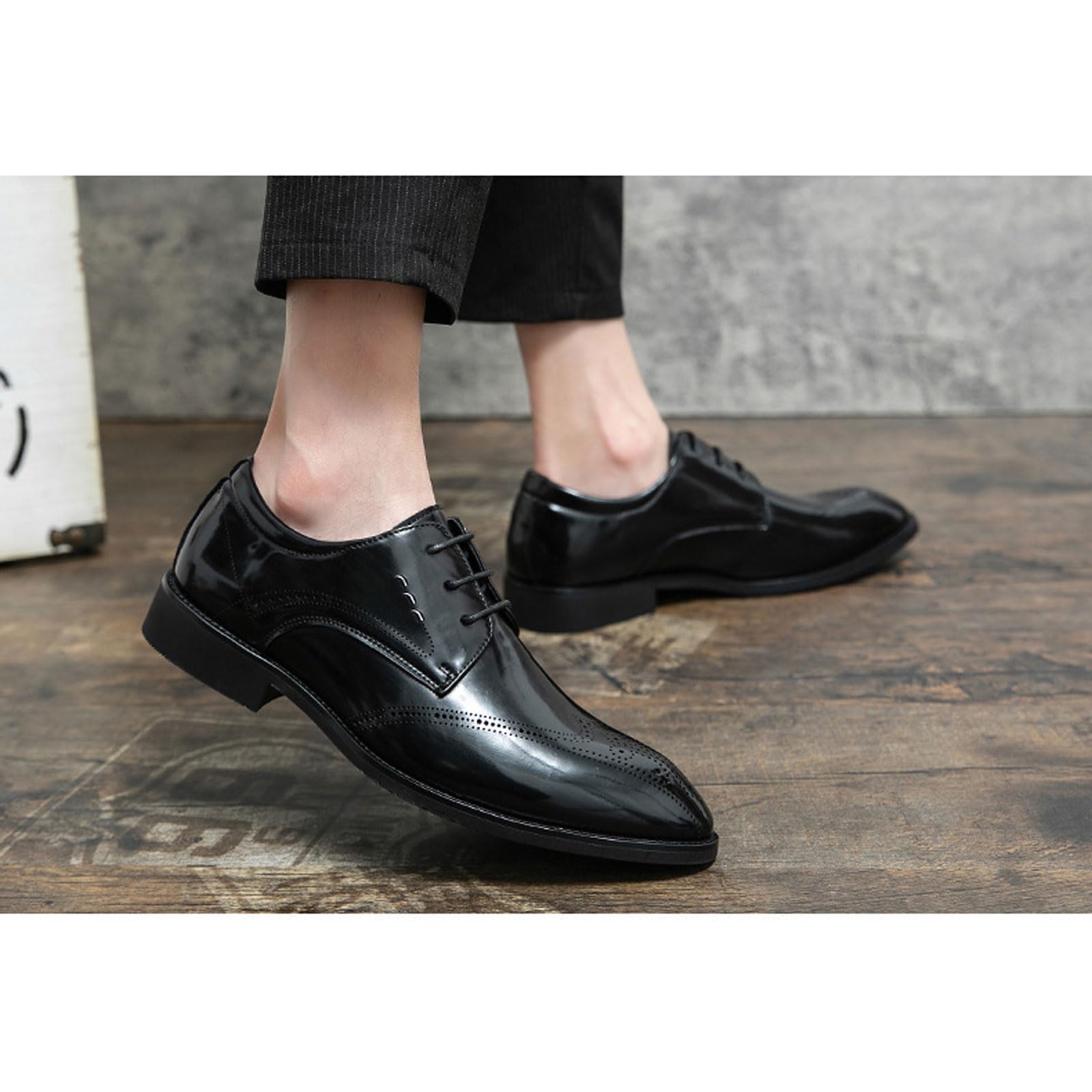 Scarpe da Lavoro retrò da Uomo Comode Classiche Stringate Oxford Brogue