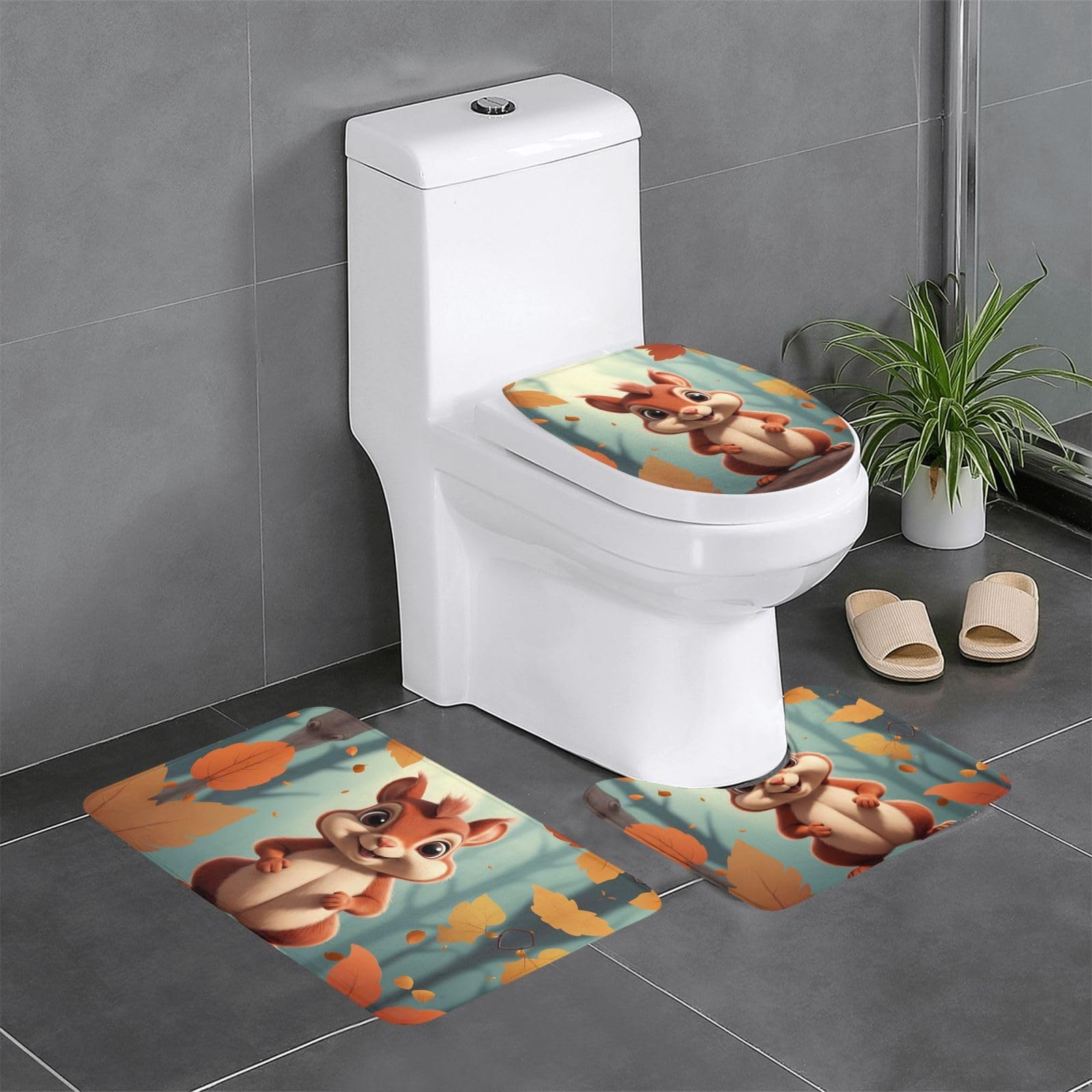 Tapis de salle de bain écureuil égayez votre routine matinale devant la coiffeuse