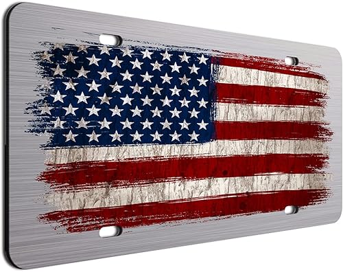 Miniatura 66 de JASS GRAPHIX Placa de matrícula personalizada con la bandera estadounidense de línea amarilla, homenaje personalizado a despachadores y operadores