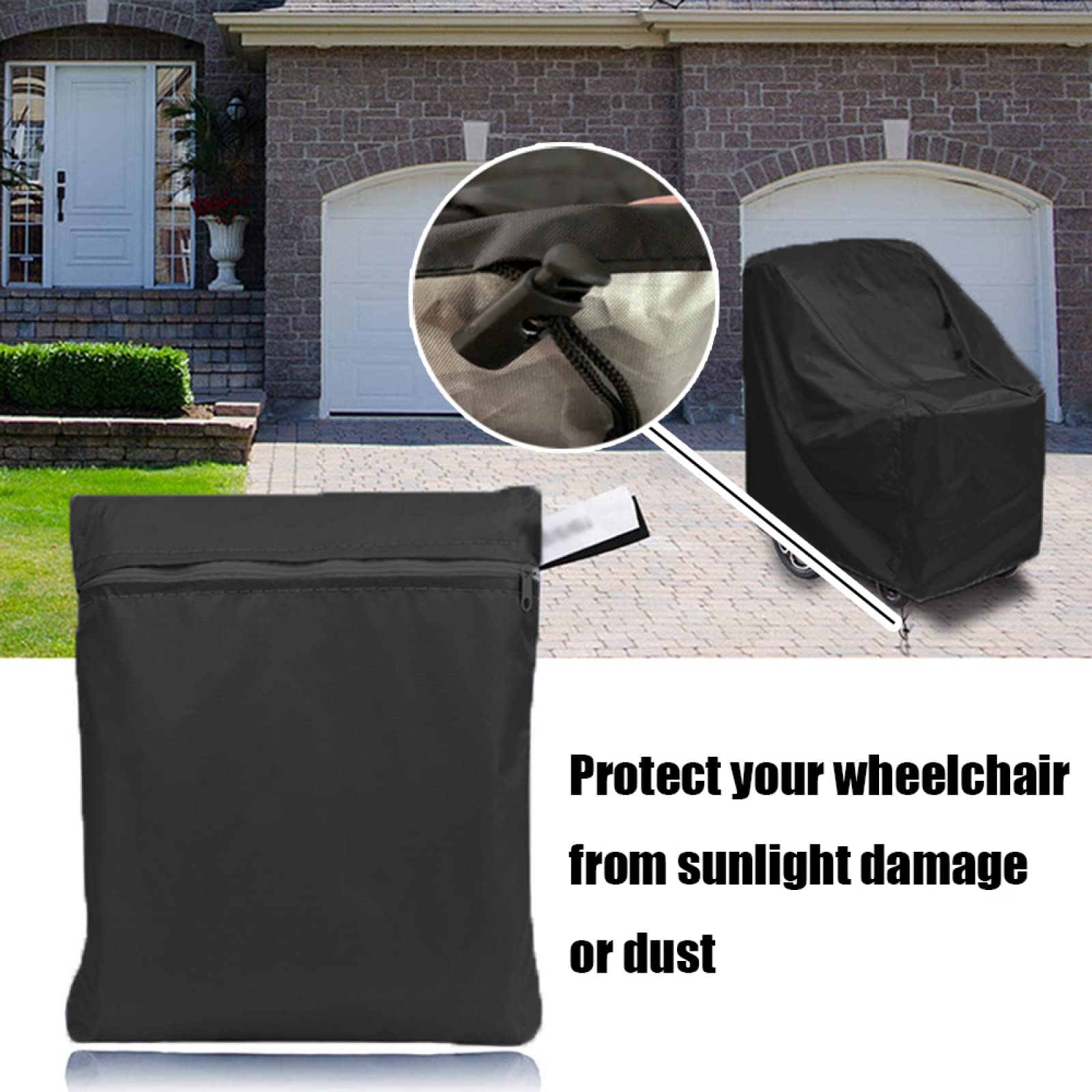 Funda para Lluvia para Sillas De Ruedas, Funda Impermeable para Silla De Ruedas, Funda para Silla De Ruedas, Tela Oxford 210d, Funda para Silla De Ruedas Eléctrica,Black-116x66x96cm