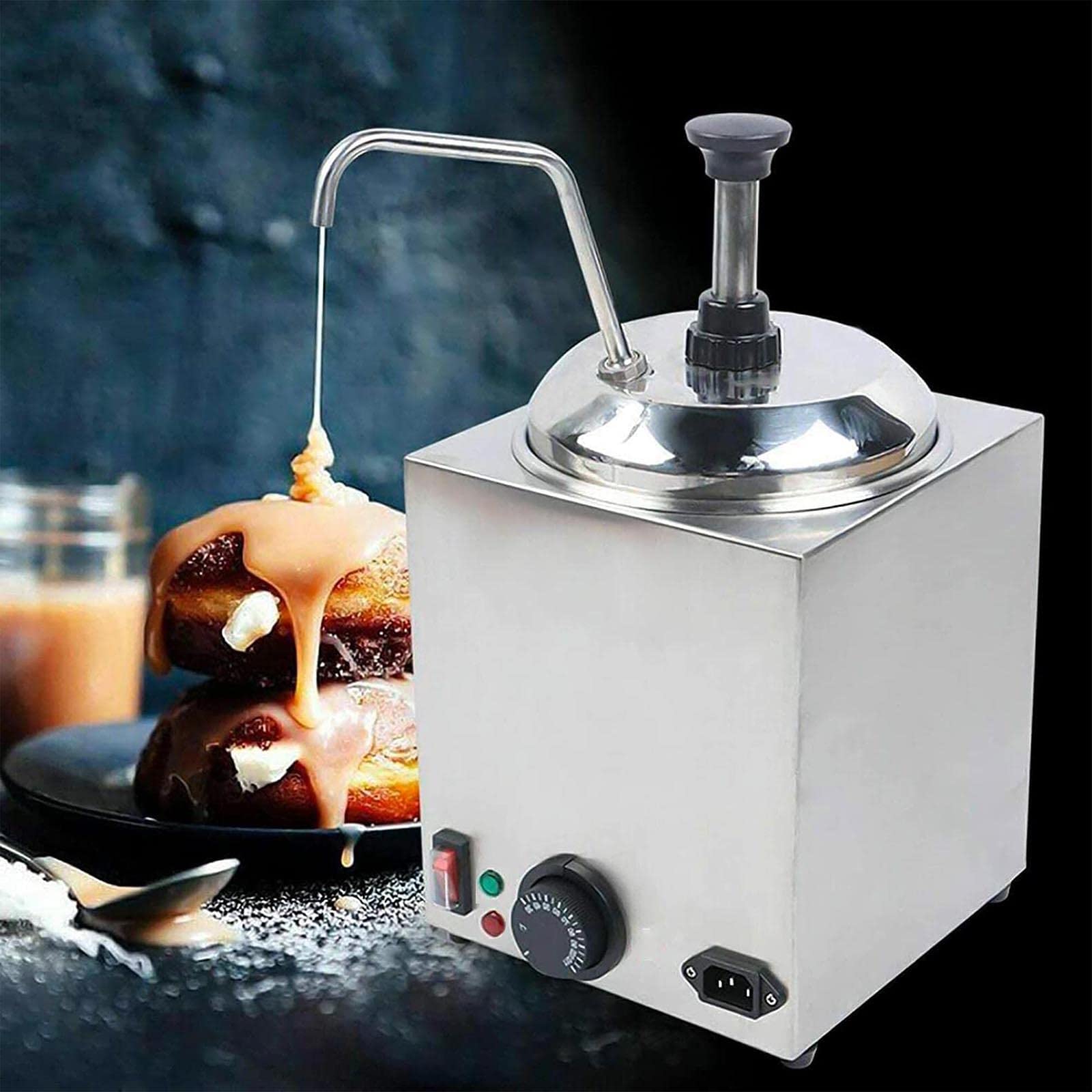 Calentador comercial de dulce caliente con dispensador de bomba, calentador de salsa de queso nacho, máquina de calentamiento de acero inoxidable para restaurantes, puestos de aperitivos, cafeterías