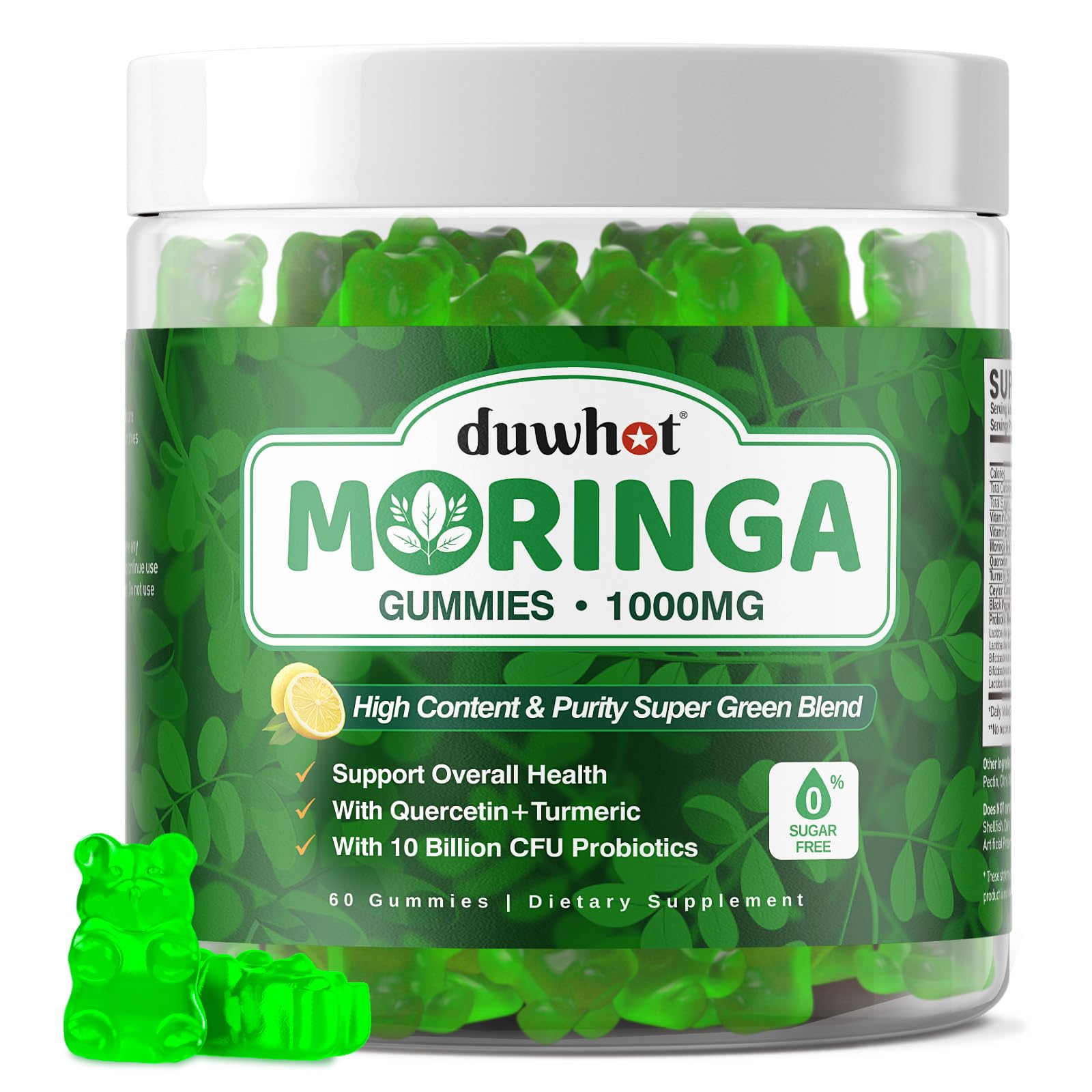Moringa Gummies for Women Men, Pure Organic Moringa Leaf Extract Supplement