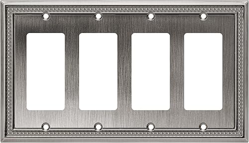 Miniatura 127 de Henne Bery Sunken Pearls - Placa de pared decorativa resistente para interruptor, cubierta para tomacorrientes (doble dúplex, níquel satinado)