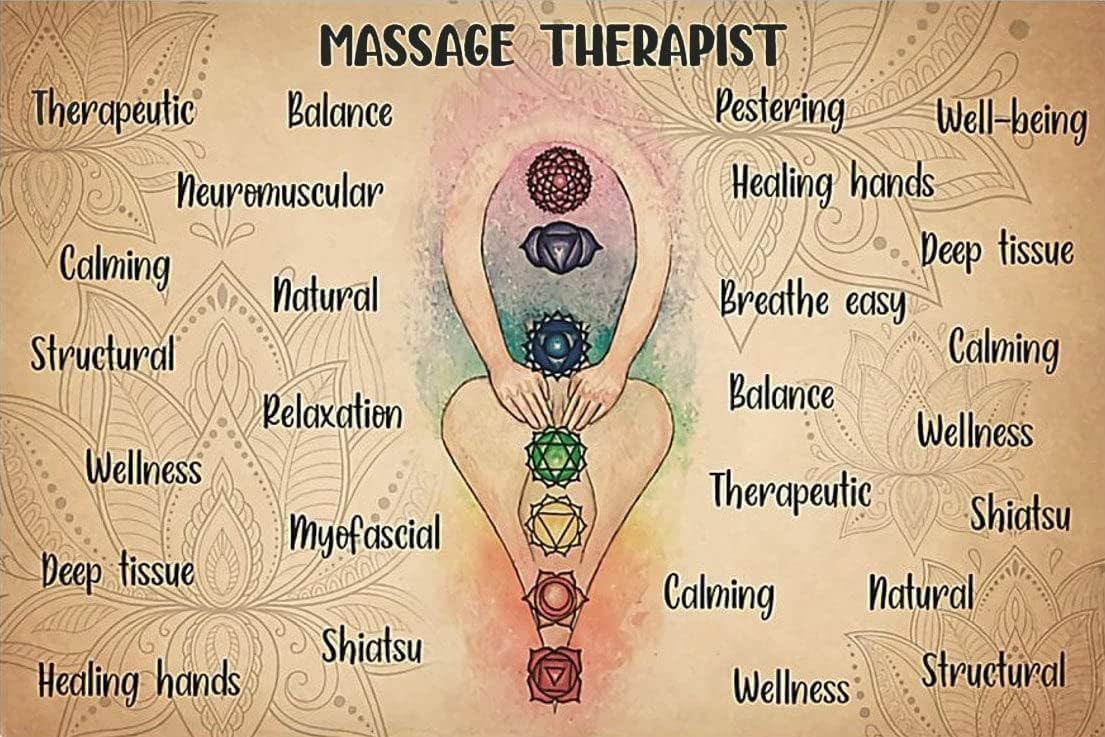 Yunking Yun_52 Vintage Metal Tin Sign Massage Therapist Healing Hands Poster Massage Poster, Massage Therapist Healing Hands Poster Tin Plaque 12X8 Inch