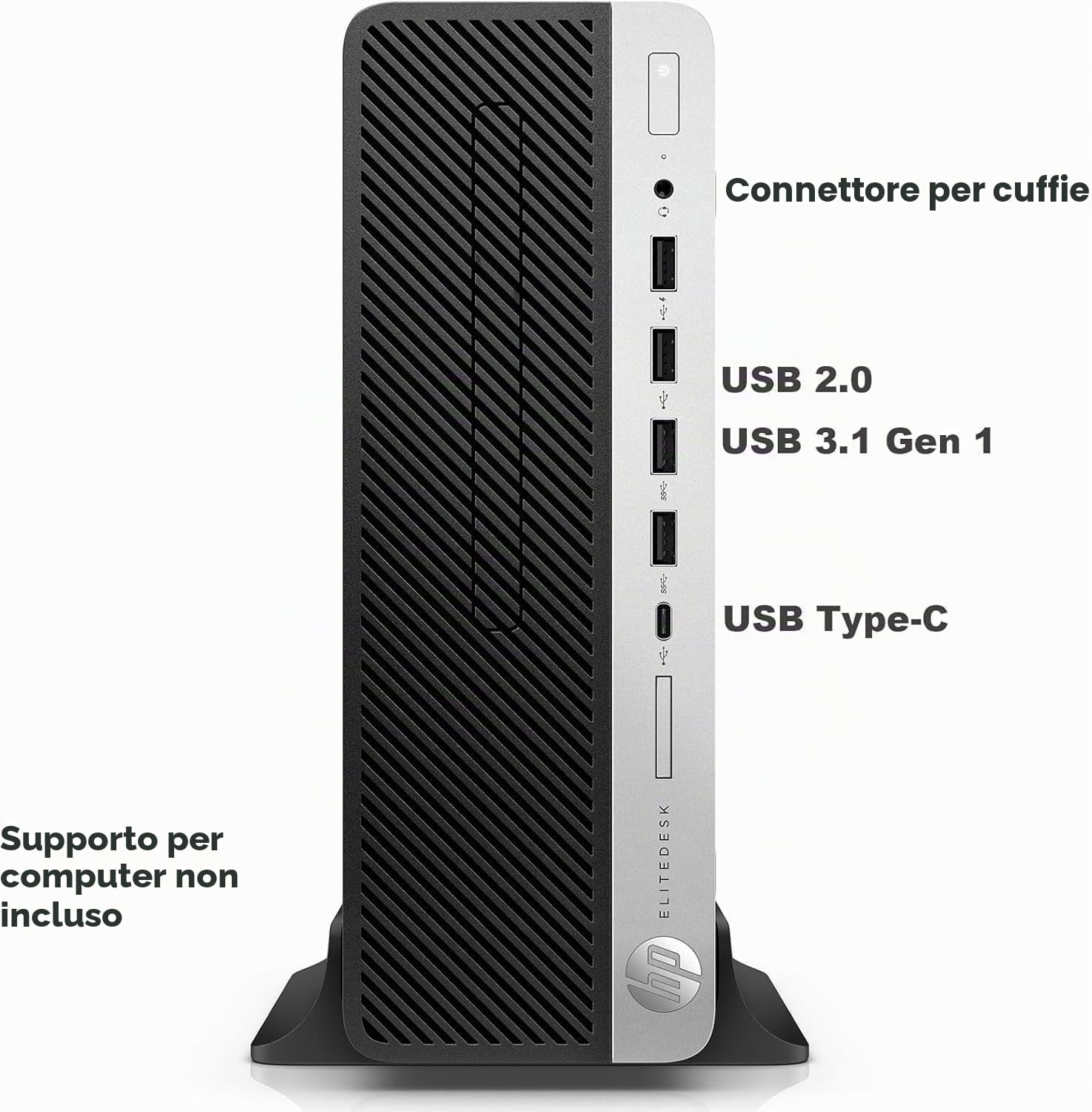 HP EliteDesk 705 G4 SFF Desktop PC, AMD Pro A10-9700, 8 GB RAM, 256 GB SSD, WiFi, Bluetooth, tastiera USA, Windows 11 Pro (ricondizionato)