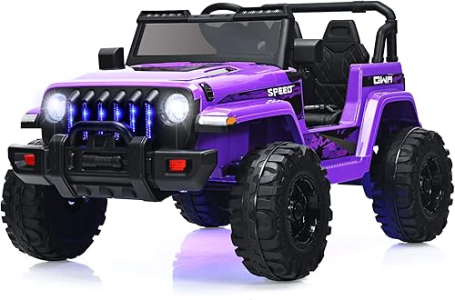 Miniatura 55 de OLAKIDS Camión de paseo para niños, vehículo eléctrico de 12 V con control remoto, automóvil para niños pequeños a batería con música, bocina, 3