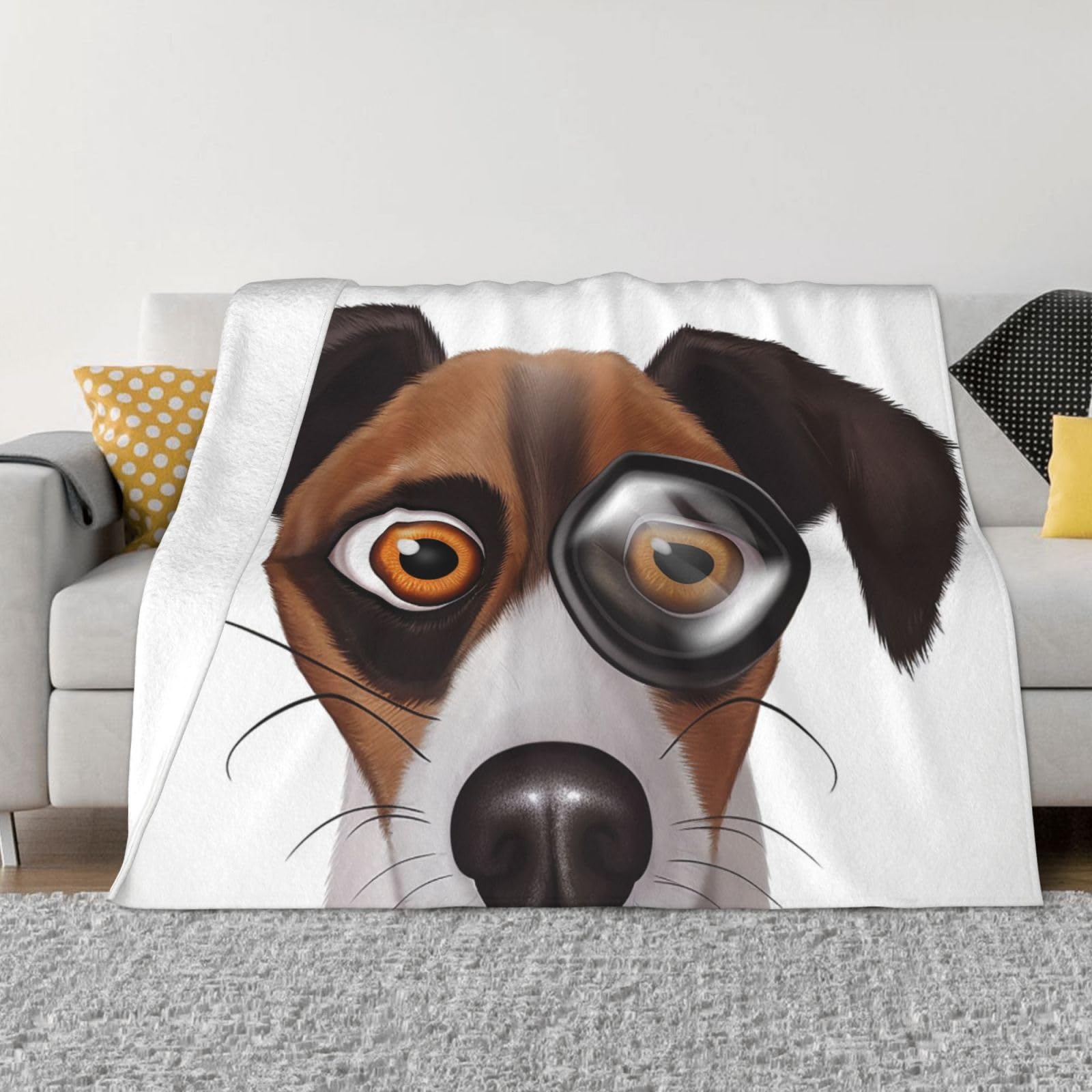 Couverture microfibre yeux de chien : finitions haut de gamme flanelle