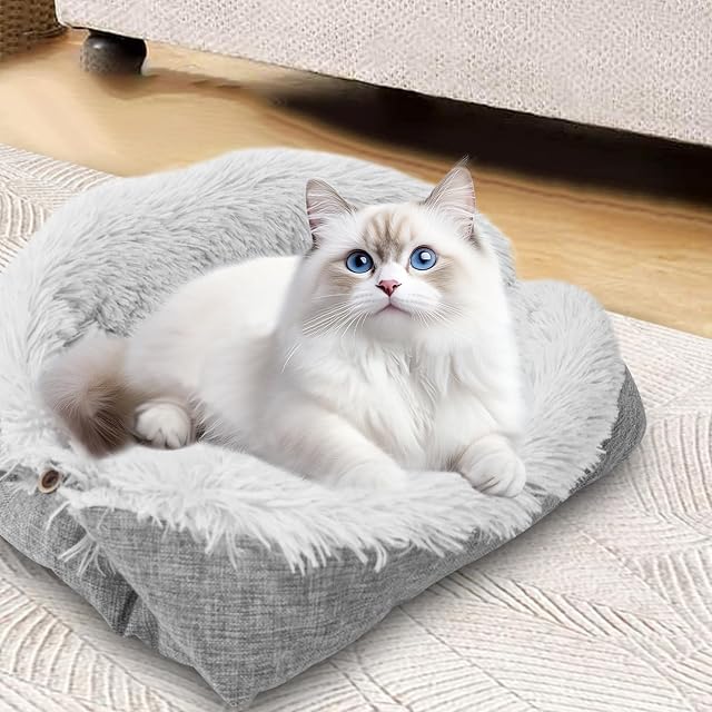Foto 7 de 7 de GOEDCH Cama para gatos 2 en 1: cama para mascotas, manta de felpa suave y mullida, sofá para gatos