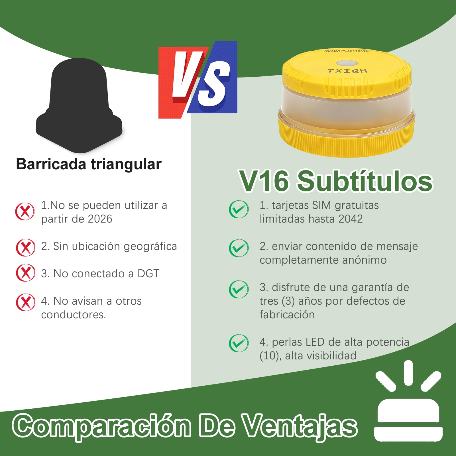Baliza v16 homologada dgt con Geolocalización, Obligatoria 2026, Baliza Coche Conectada DGT 3.0, Datos Gratis hasta 2042 — view 6