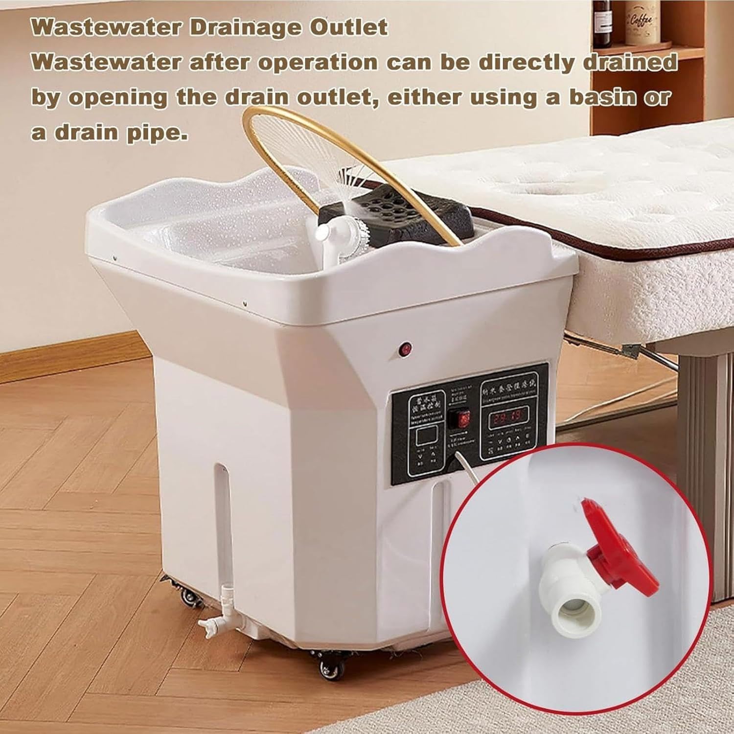 Japanische Head-Spa-Ausrüstung Mit 60L-Wassertank Head Spa Gerät Thermostatische Shampoo-Becken Mit Wasserzirkulation mobiles haarwaschbecken Friseur waschbecken für Kopf Spa und Friseursalons