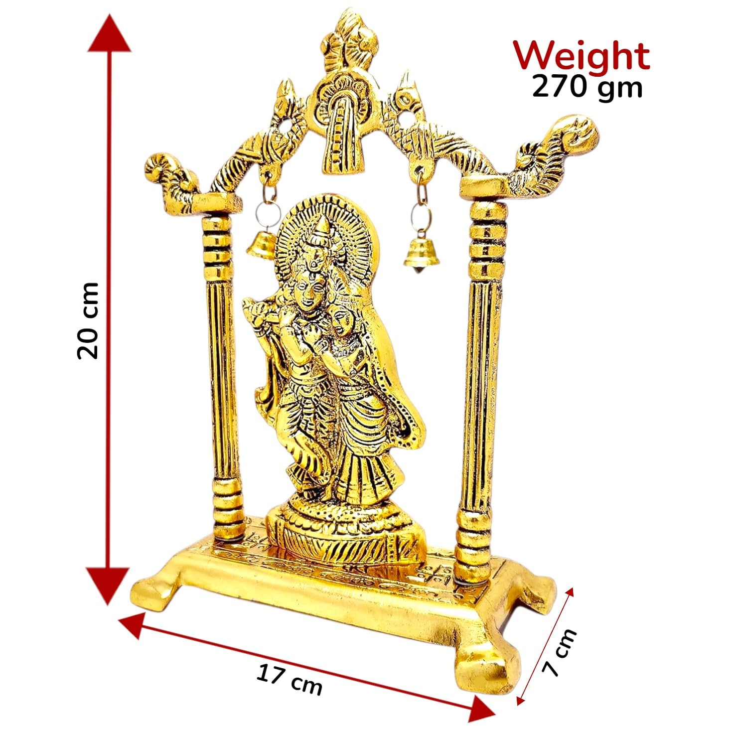 KridayKraft Metal Radha Krishna Statue Gold Plated Decor Your Home,Office & Radha Krishna Murti Idol Showpiece Figurines,Religious Krishna Idol Gift Article...