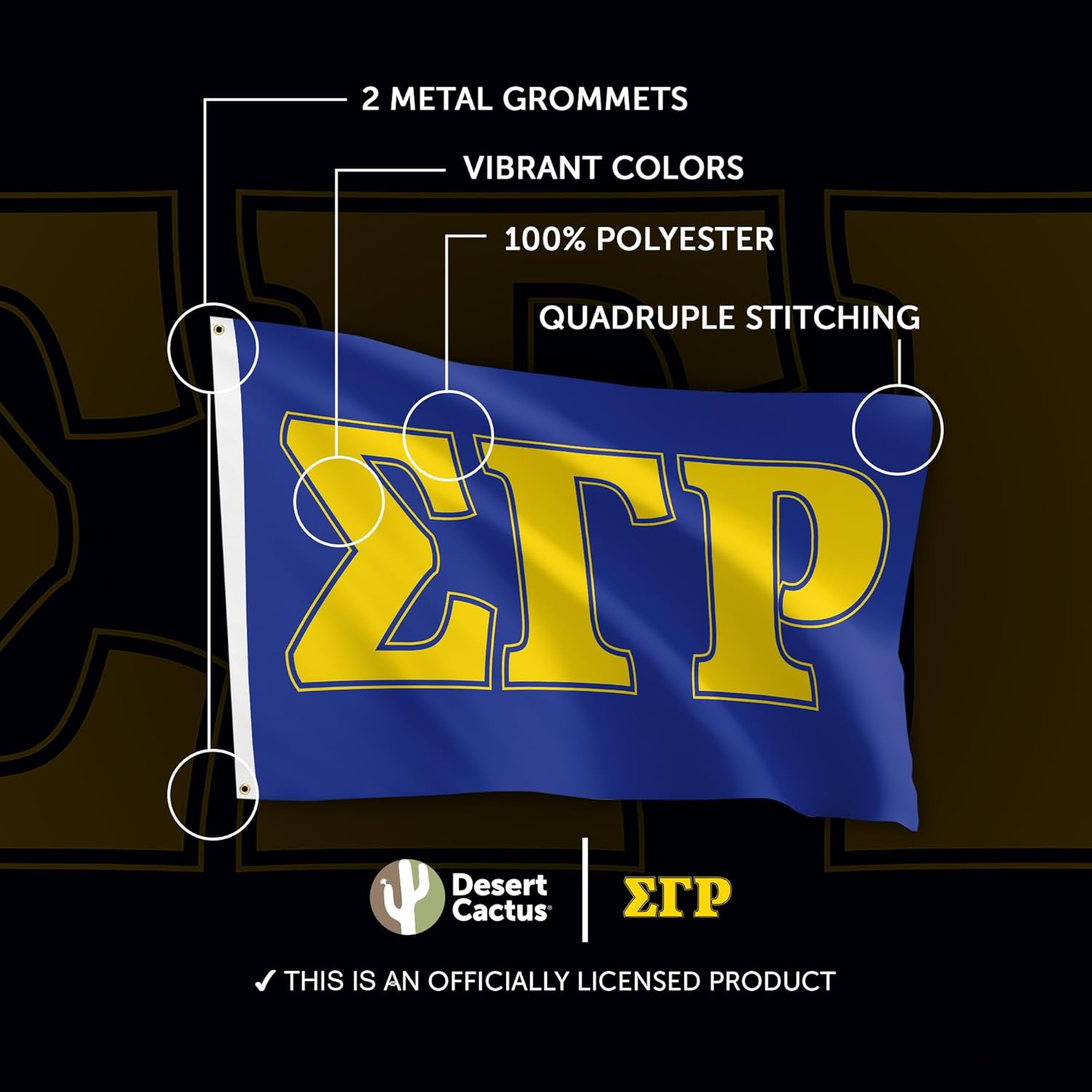Desert Cactus Sigma Gamma Rho Fraternity Flag - Greek Banner, Large 3x5 feet - for Decor, Events, and SGRhos Sigmas Pride Display (Letter)