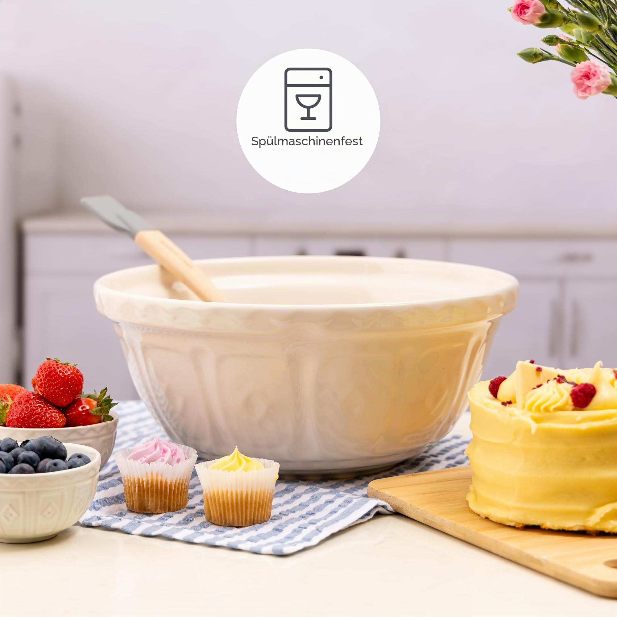 Mason Cash Rührschüssel Creme, 4 Liter, 29 cm, konisches Steingut-Design