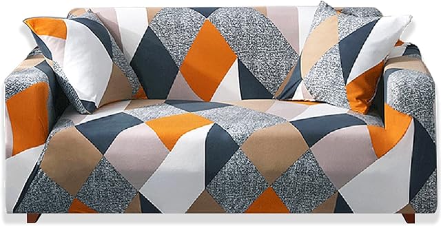 Teynewer 1-Piece Fit Stretch Sofa Cover, Sofa Slipcover Elastic Fabric Printed Pattern Chair Loveseat Couch Settee Sofa Covers Universal Fitted Furniture Cover Protector (2 Seater, #Checkerboard)