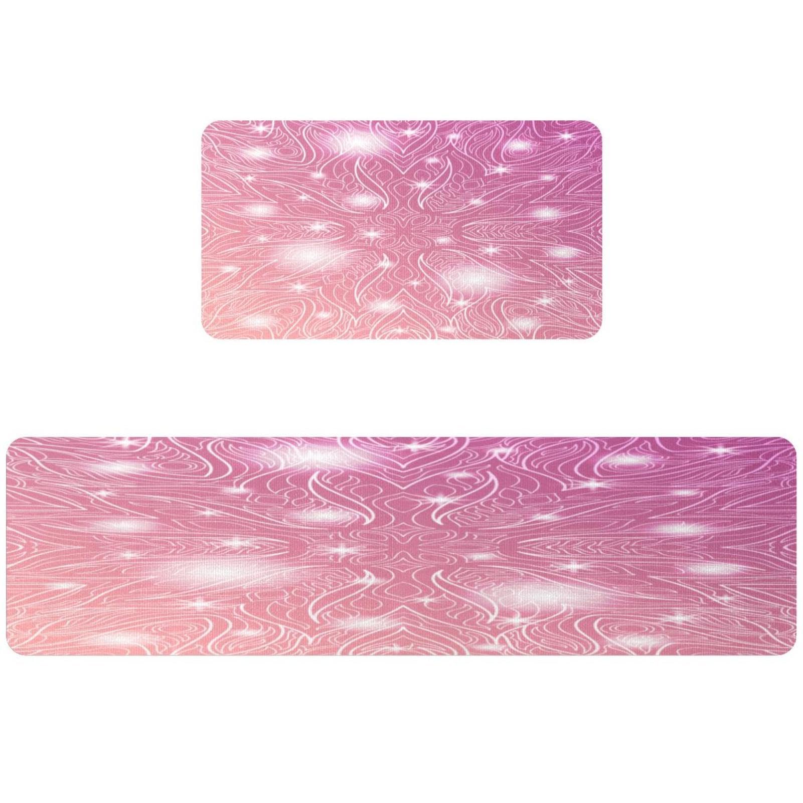 Tapis de cuisine pour couloir et buanderie motif floral rose lavable