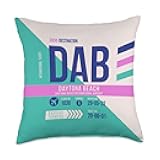 Vintage Daytona Beach DAB Airport Code Retro Travel Day Throw Pillow