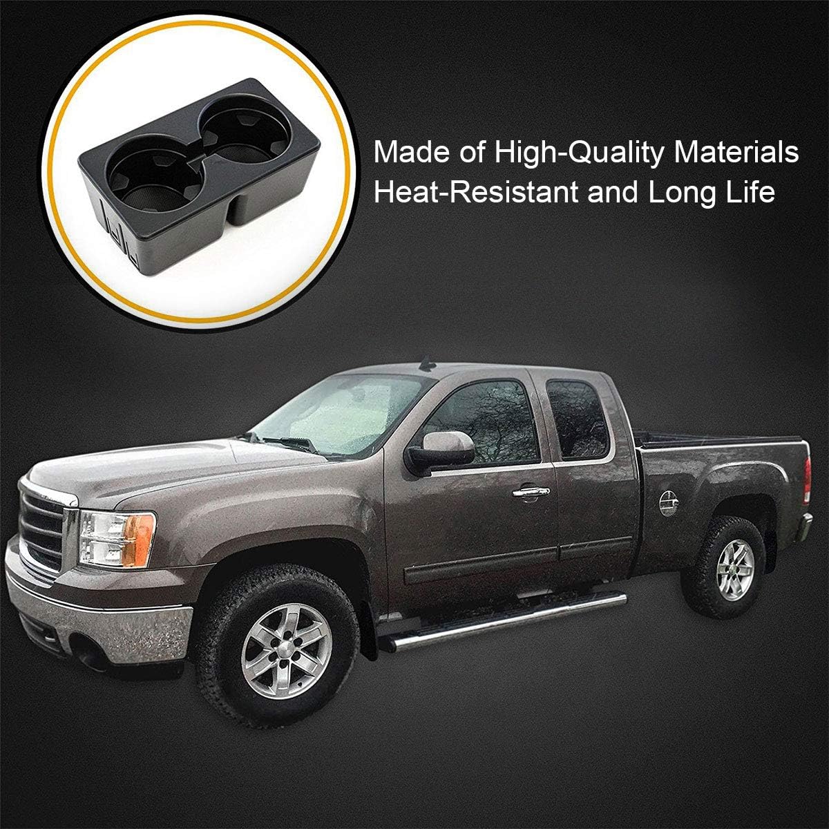 Dual Cup Holder Insert for 19154712 Chevy Silverado Avalanche Suburban GMC Sierra Yukon Escalade Compatible with 2007-2014 Replacement Center Console Beverage Drink Insert