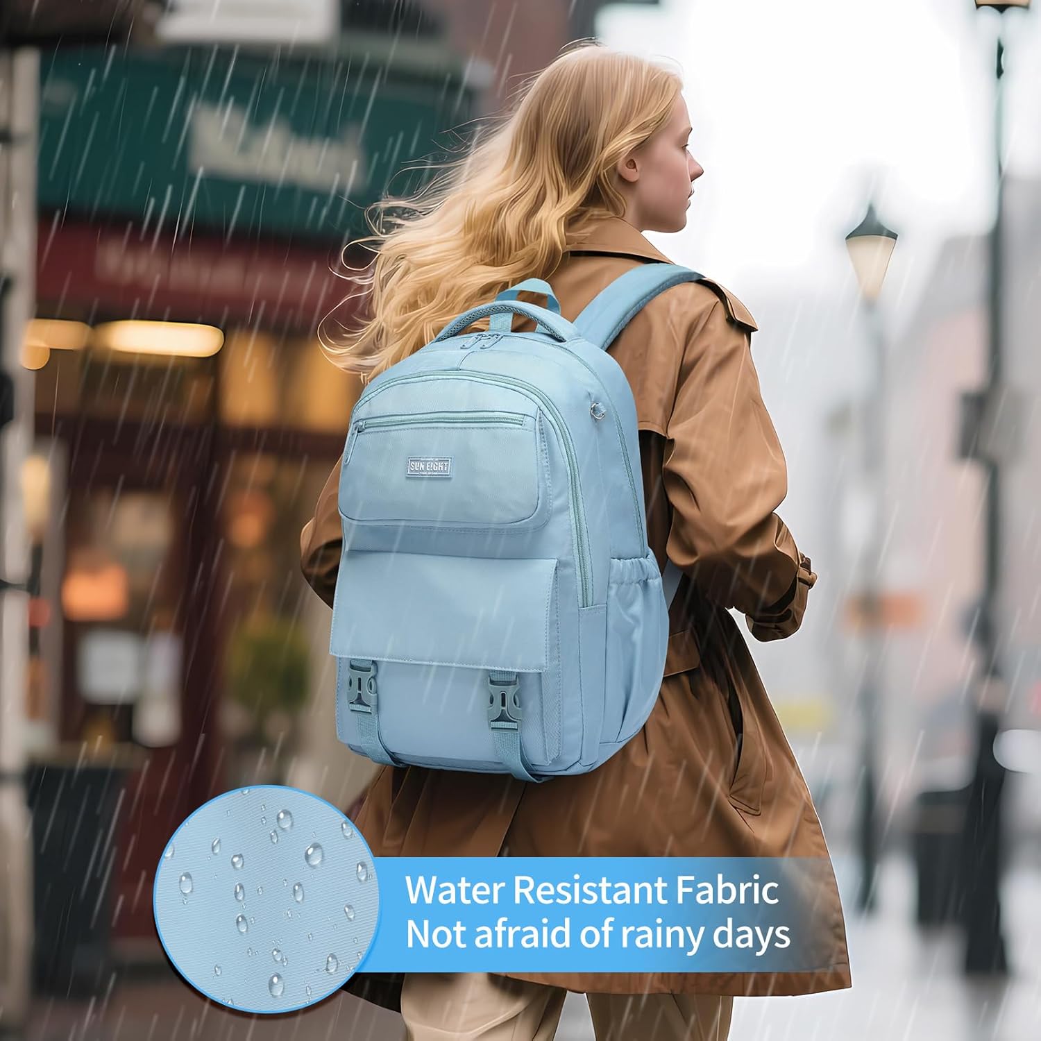 35L Lightweight Waterproof School Backpack for Kids, Teens-Durable Travel Daypack for Boys & Girls Ages 6-18 with Padded Adjustable Straps Comfortable Design (Blue) - Image 3