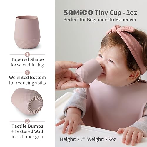 Miniatura 5 de SAMiGO Silicone Baby Feeding Set, Baby Led Weaning Supplies, Suction Bowl Plate Bib Cup Self Feeding Spoons, Solid Food Eating Essentials, First