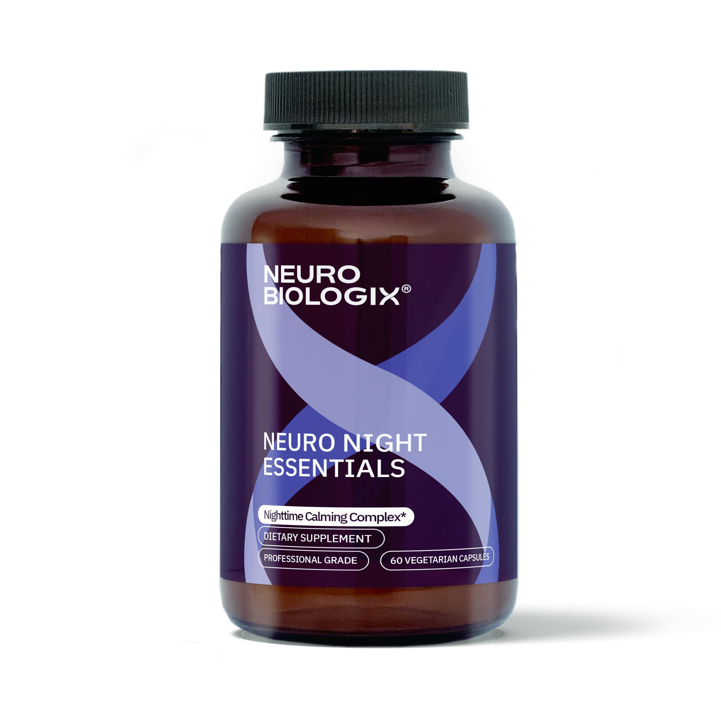 Neurobiologix Neuro Night Essentials, Calming Nighttime Formula with GABA L-Theanine Valerian Root & Magnesium, Supports Relaxation Emotional Balance & Wind-Down Routine, 60 Vegetarian Capsules