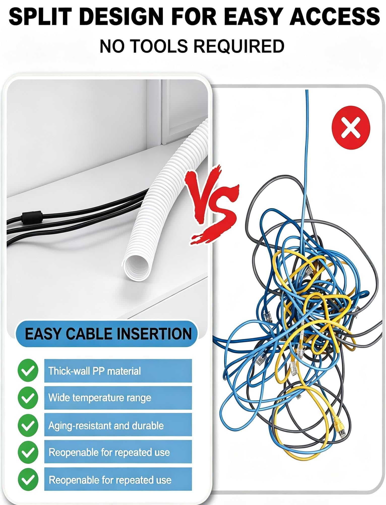 Tubo Corrugado Dividido PA Nylon Ignífugo Protección Cable Flexible