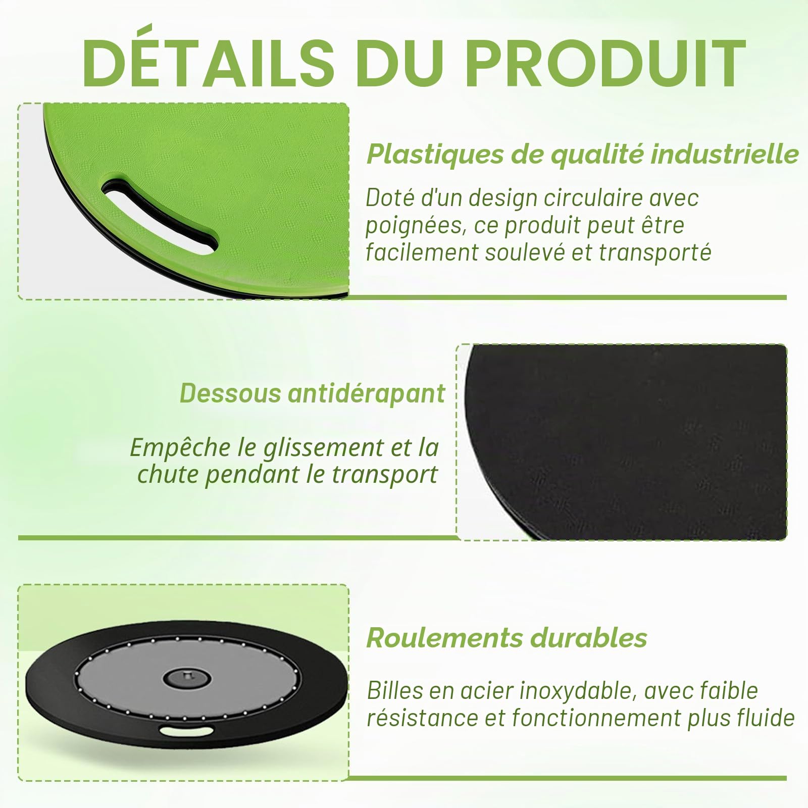 Dispositif d'aide au transfert à plateau tournant pour patients âgés et handicapés pesant jusqu'à 120 kg, disque de transfert pour aide à la mobilité à domicile (vert)