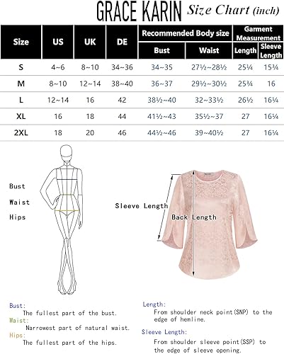 Miniatura 3 de Women Casual Scoop Neck Loose Top 34 Sleeve Satin Chiffon Blouse Tops