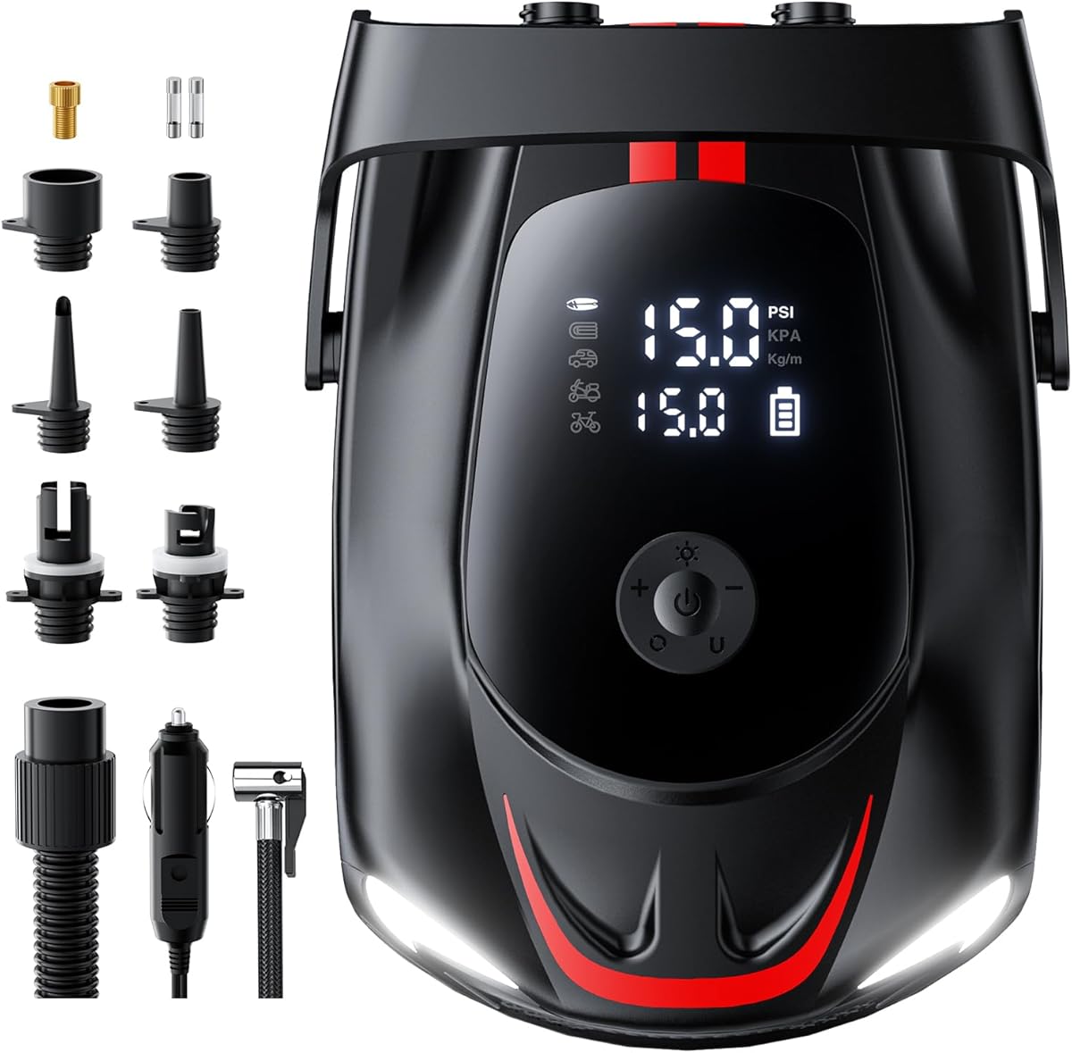 50PSI Paddle Board Pump Electric Portable, SUP Air Pump for Paddleboard with Auto-Off, Deflate Function, and 12V DC Car Connector for Stand Up Paddle Boards, Boats, Tents, Mattresses