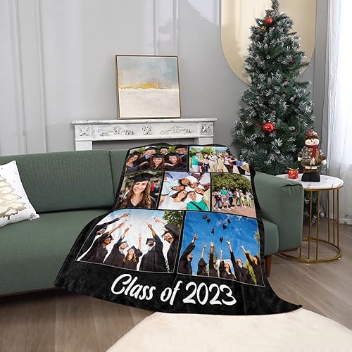 Miniatura 10 de Manta de fotos personalizada para hija, hijo, manta de cama de franela suave, regalo de cumpleaños o boda (9 fotos, 60 x 50 pulgadas) 9 fotos,1