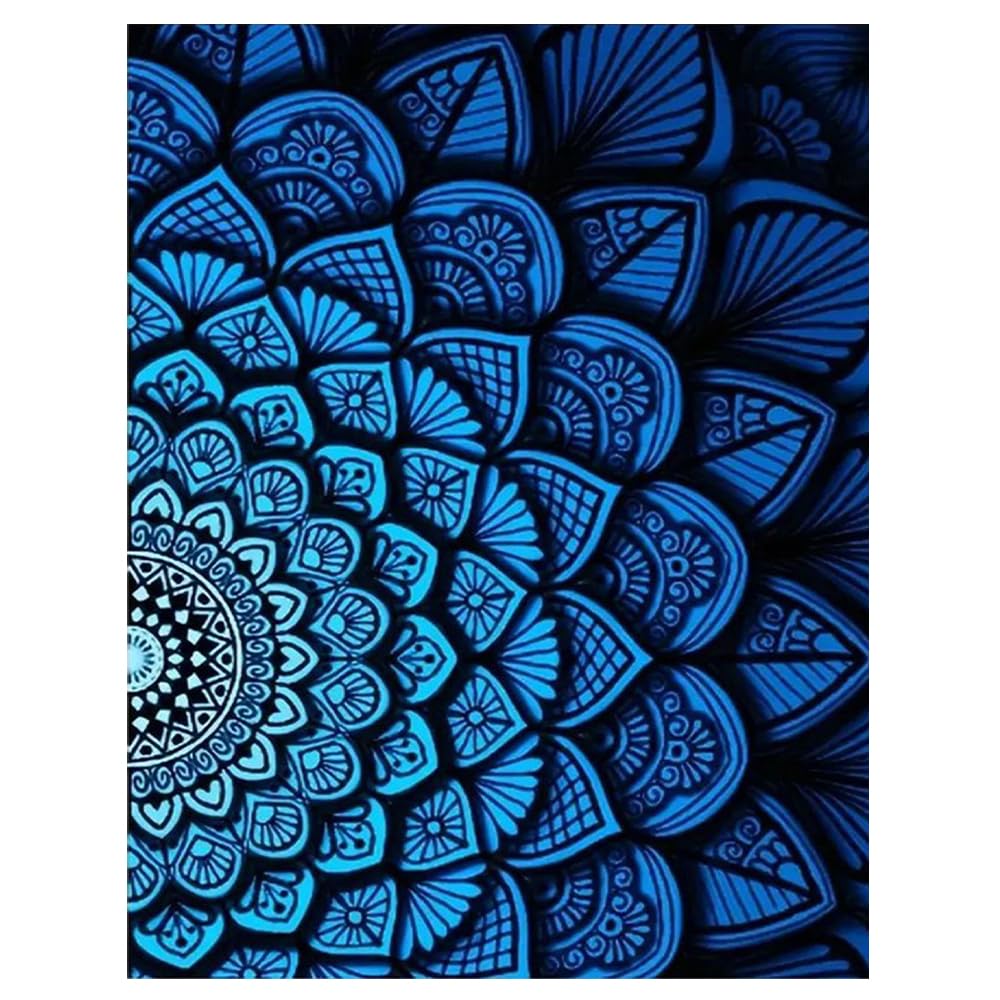 DCIDBEI Large and Clear Diamond Painting Mandala Blue 40 x 50 cm Diamond Painting Mandala Canvas Diamond Painting Adult Mandalas Painting by Numbers Transcendental Awakening Endless Changing