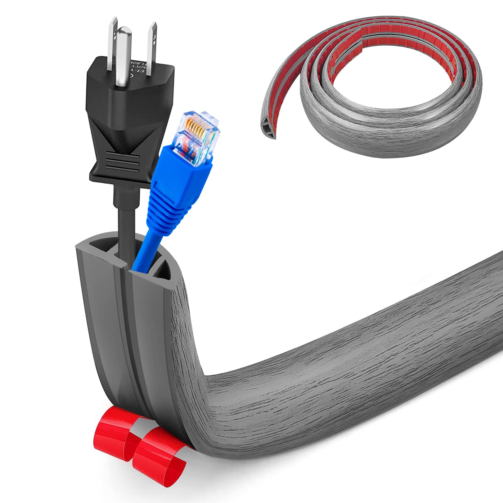 Pasacables Suelo, Canaleta Cables Suelo, 3.0M x2cm Protector de Cables para Suelo, Cubiertas de Suelo para Cables Autoadhesiva Montaje para Todos los Hogar, Oficina, Escuela,Almacén(Blanco-Redondeado) — view 70